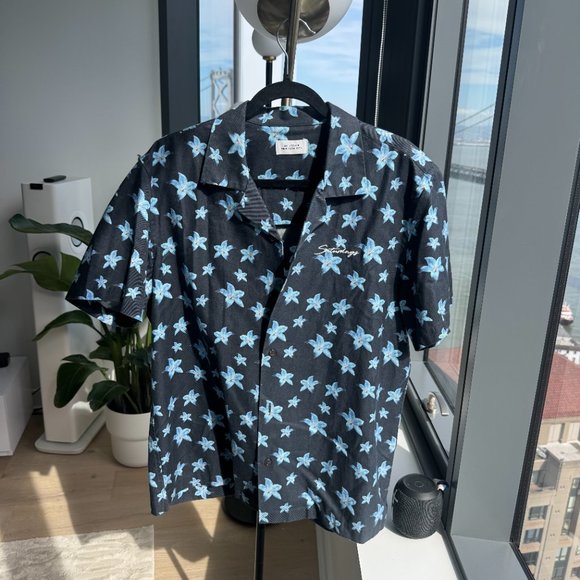 Saturdays NYC York Camp Collar SS Shirt in Blue - Picture 4 of 5